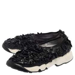 Dior Leather Flower Embellished  Fusion  Sneakers Size 37.5