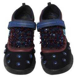 Pre Owned حذاء رياضي ديور فيوجن سليب أون نيوبرين مزخرفة بالترتر والكريستال أسود مقاس 40.5