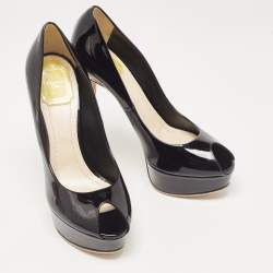 Dior Black Patent Leather Platform Pumps Size 38