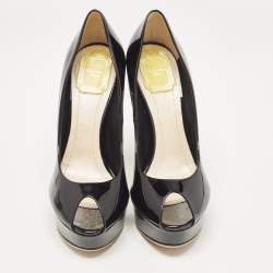 Dior Black Patent Leather Platform Pumps Size 38