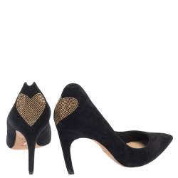 Dior Black Suede Heart Studded Amour Pumps Size 39