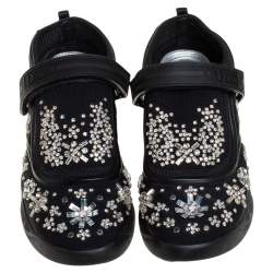 Pre Owned حذاء رياضي ديور فيوجن شبكة وقماش أسود بعنق منخفض مقاس 36.5