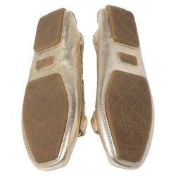 Pre Owned حذاء لوفرز ديور جلد ذهبي مزين شعار الماركة سي دي سليب أون مقاس 38