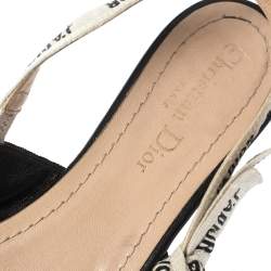 مملوكة مسبقًا Dior Black Technical Fabric And J'adior Ribbon Pointed Toe Slingback Flats Size 39