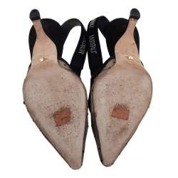 Pre Owned Dior Black Mesh And Suede J 'Adior Slingback Sandals Size 37.5