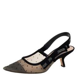 Pre Owned Dior Black Mesh And Suede J 'Adior Slingback Sandals Size 37.5