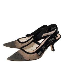 Pre Owned Dior Black Mesh And Suede J 'Adior Slingback Sandals Size 37.5