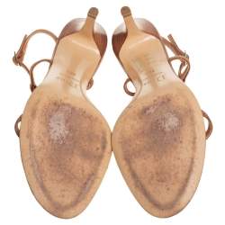 Pre Owned Dior Brown Leather T-Strap Sandals Size 38.5