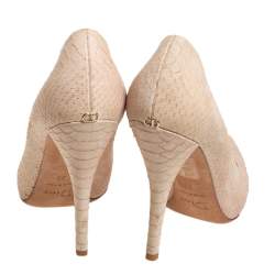 Dior Beige Python-Embossed Leather Round Toe Pumps Size 38