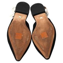Pre Owned Dior Black Technical Fabric And J'adior Ribbon Pointed Toe Slingback Flats Size 38