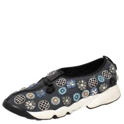 Pre Owned Dior Grey Mesh and Fabric Fusion Slip On Sneakers Size 39