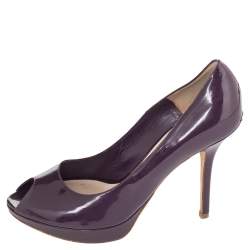 Dior Purple Patent Leather Peep Toe Pumps Size 39