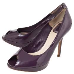 Dior Purple Patent Leather Peep Toe Pumps Size 39