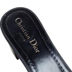 Pre Owned Dior Blue/Beige Cotton Blend Dway Slide Sandals Size 39.5
