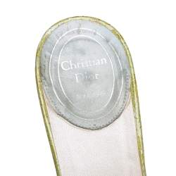 Pre Owned Dior Green Monogram Patent Leather Lock and Key Open Toe Slide Mules Size 37