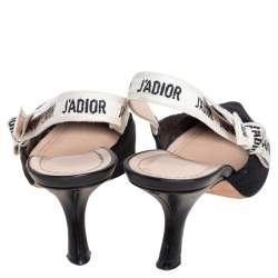 Pre Owned حذاء كعب عالي ديور فتحة كعب جاديور كانفاس أسود مقاس 40.5