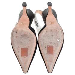 Pre Owned حذاء كعب عالي ديور فتحة كعب جاديور كانفاس أسود مقاس 40.5