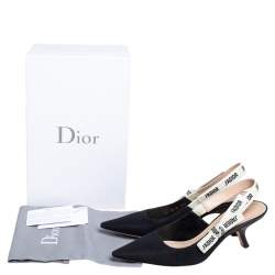 Pre Owned حذاء كعب عالي ديور فتحة كعب جاديور كانفاس أسود مقاس 40.5