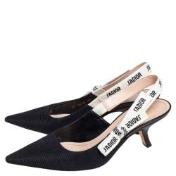 Pre Owned حذاء كعب عالي ديور فتحة كعب جاديور كانفاس أسود مقاس 40.5