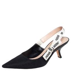 Pre Owned حذاء كعب عالي ديور فتحة كعب جاديور كانفاس أسود مقاس 40.5