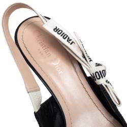 Pre Owned حذاء كعب عالي ديور فتحة كعب جاديور كانفاس أسود مقاس 40.5