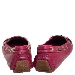 Pre Owned Dior Pink Leather CD Logo Slip On Loafers Size 37.5