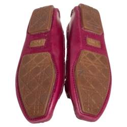 Pre Owned Dior Pink Leather CD Logo Slip On Loafers Size 37.5