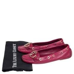 Pre Owned Dior Pink Leather CD Logo Slip On Loafers Size 37.5