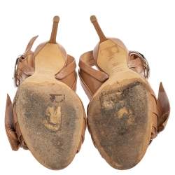 Pre Owned Dior Beige Patent Leather Cosmopolitan Sandals Size 36.5