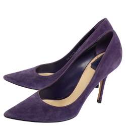 Pre Owned حذاء كعب عالي ديور مقدمة مدببة سويدي أرجواني مقاس 39