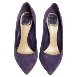 Pre Owned حذاء كعب عالي ديور مقدمة مدببة سويدي أرجواني مقاس 39