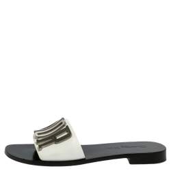 Dior White Leather Diorevolution Flat Slides Size 38