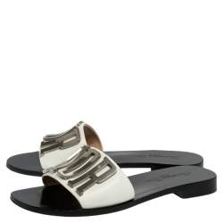 Dior White Leather Diorevolution Flat Slides Size 38