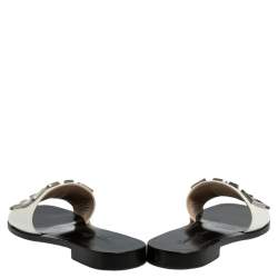 Dior White Leather Diorevolution Flat Slides Size 38