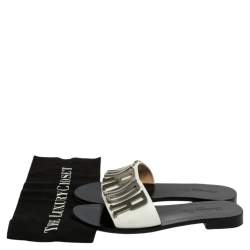 Dior White Leather Diorevolution Flat Slides Size 38