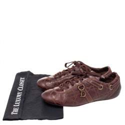 Pre Owned Dior Brown Leather Low Top Sneakers Size 40