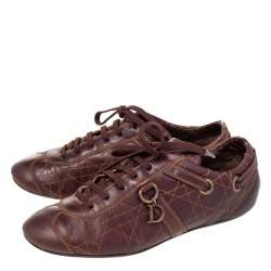 Pre Owned Dior Brown Leather Low Top Sneakers Size 40
