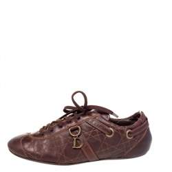 Pre Owned Dior Brown Leather Low Top Sneakers Size 40