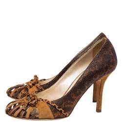 Dior Brown Karung Cut Out Pumps Size 38.5