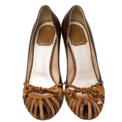 Dior Brown Karung Cut Out Pumps Size 38.5