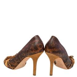 Dior Brown Karung Cut Out Pumps Size 38.5