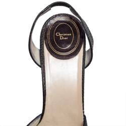Dior Metallic Brown Lizard Slingback Bow Sandals Size 39.5