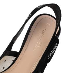 Dior Black Mesh And Suede J'Adior Slingback Sandals Size 39.5