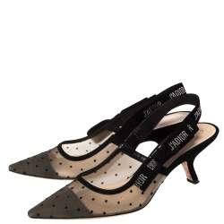 Dior Black Mesh And Suede J'Adior Slingback Sandals Size 39.5
