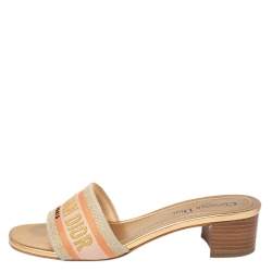 مملوكة مسبقًا صندل سلايد ديور دواي مزيج قطن متعدد الألوان مقاس 38.5