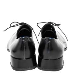 Pre Owned Dior Black/Blue Leather Laceup Oxford Size 37.5