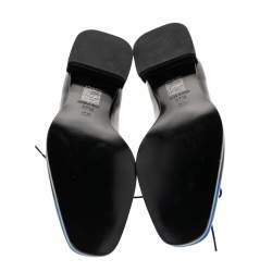 Pre Owned Dior Black/Blue Leather Laceup Oxford Size 37.5