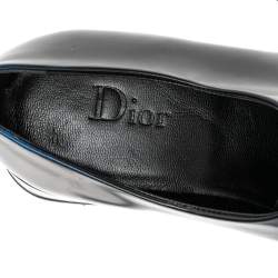 Pre Owned Dior Black/Blue Leather Laceup Oxford Size 37.5