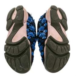 Pre Owned Dior Black/Blue Mesh Fusion Embellished Slip On Sneakers Size 36.5