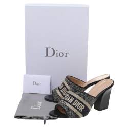 Dior Blue Canvas Dway Mule Sandals Size 36.5